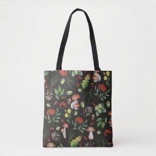 Forest Bounty: Aquarellfarben-Pilzmuster Tasche