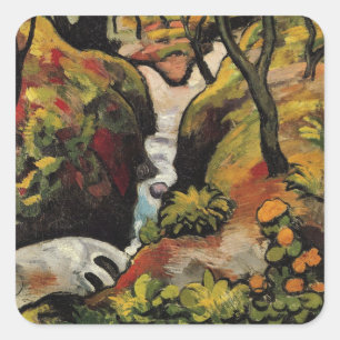 Forest Brook von August Macke Vintag Expressionism Quadratischer Aufkleber