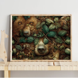 Forest Brown Bear Animal | Brown Bear Wall Print Poster