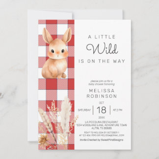 Forest Bunny Pampas Fall Baby Dusche Einladung