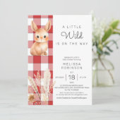 Forest Bunny Pampas Fall Baby Dusche Einladung (Stehend Vorderseite)