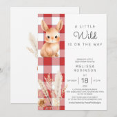 Forest Bunny Pampas Fall Baby Dusche Einladung (Vorne/Hinten)