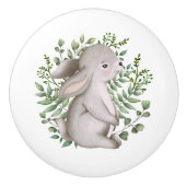 Forest Bunny Rabbit Woodland Greenery Baby Kinderz Keramikknauf (Vorderseite)