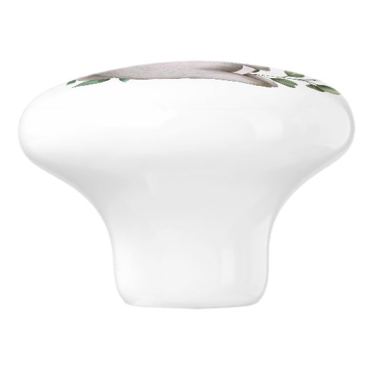 Forest Bunny Rabbit Woodland Greenery Baby Kinderz Keramikknauf (Seitenansicht)