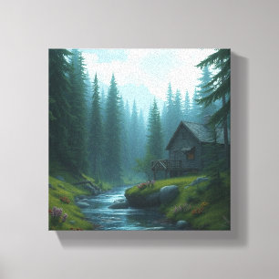 FOREST CABIN LEINWANDDRUCK