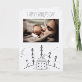 Forest Cabin Moon Vatertag mit Foto Karte (Vorderseite)