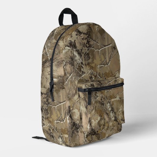 Forest Camo with Dry Leaves Pattern Bedruckter Rucksack (Rückseitige Ecke links)