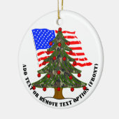 Forest Camouflage Christmas Tree w/American Flag Keramik Ornament (Links)