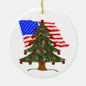 Forest Camouflage Christmas Tree w/American Flag Keramik Ornament (Hinten)