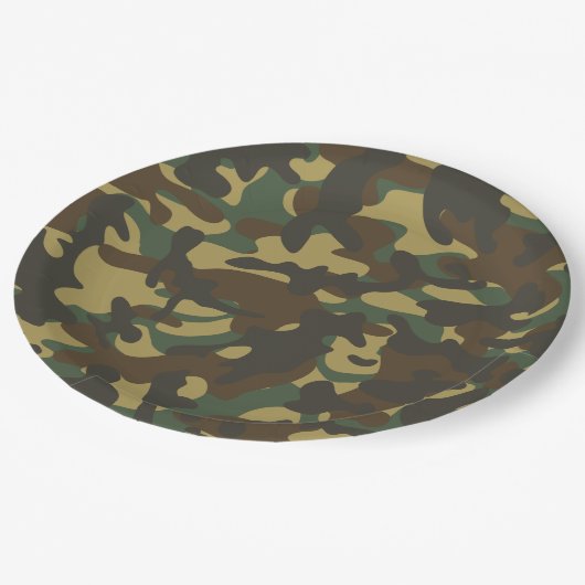 Forest Camouflage Pappteller (Schrägansicht)