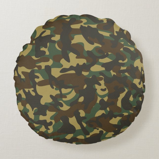 Forest Camouflage Rundes Kissen (Vorderseite)
