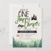 Forest Camper Birthday Einladung Camping Party (Vorderseite)