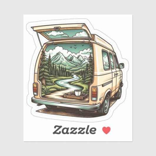 Forest Camper Van Vinyl Sticker | Camping Sticker (Blatt)