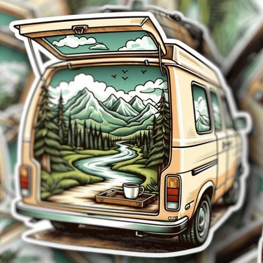 Forest Camper Van Vinyl Sticker | Camping Sticker