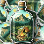 Forest Camping In a Bottle Vinyl Sticker | Sticker