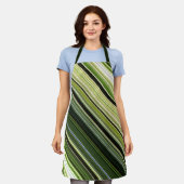 Forest Canopy Green und Cream Strip Schürze (Getragen)