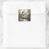 Forest Castle Quadratischer Aufkleber (Tasche)