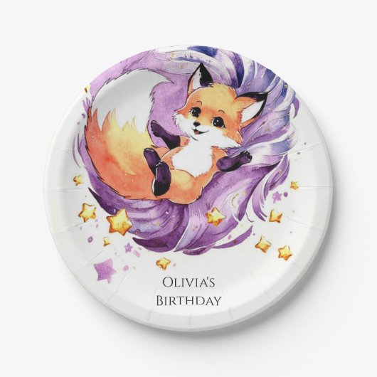 Forest Children's Fox Geburtstag Pappteller (Vorderseite)