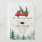 Forest Christmas Tree Red Baby Dusche Einladung (Vorderseite)