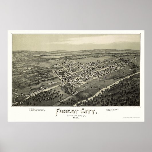 Forest City, PA Panorama Karte - 1889 Poster (Vorne)