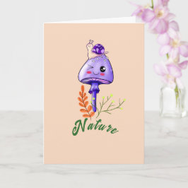 forest cottagecore cute mushroom and snail karte