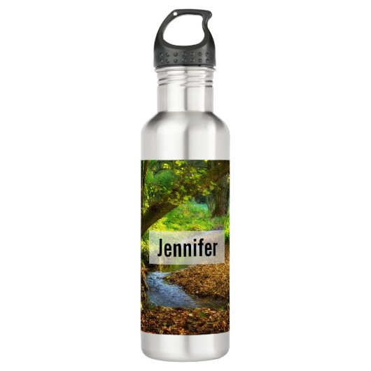 Forest Creek Schöne Landschaft Foto Edelstahlflasche (Vorderseite)