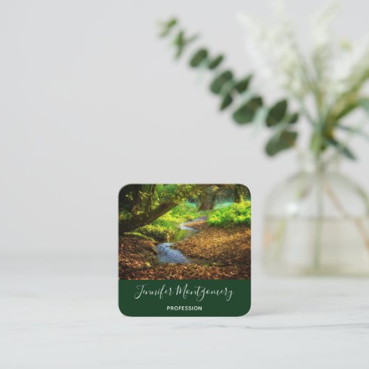 Forest Creek Schöne Landschaft Foto Quadratische Visitenkarte (Stehend Vorderseite)