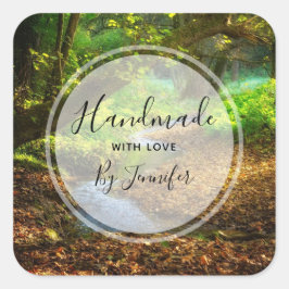 Forest Creek Schöne Landschaft Foto Quadratischer Aufkleber