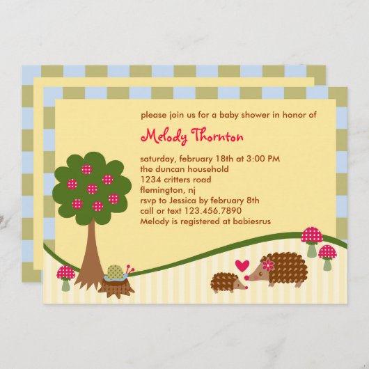 Forest Critters Kinderdusche Einladung (Vorne/Hinten)