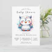Forest Custom Owl Baby Dusche Einladung (Stehend Vorderseite)