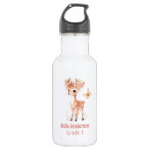 Forest Deer Animal Girl Edelstahlflasche (Vorderseite)