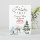 Forest Deer Corporate Holiday Weihnachtsfest Party Einladung (Stehend Vorderseite)