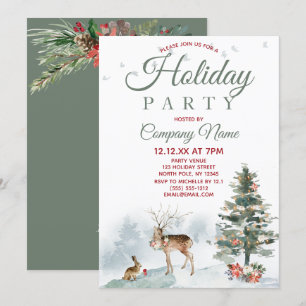 Forest Deer Corporate Holiday Weihnachtsfest Party Einladung