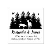 Forest Deer Couple Rücksendeadresse Gummistempel (Prägung)