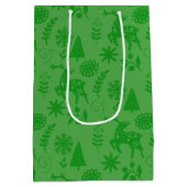 Forest Deer Folk Art Green Gift Bag Mittlere Geschenktüte (Rückseite)