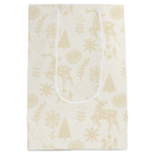 Forest Deer Folk Art Ivory Gift Bag Mittlere Geschenktüte (Rückseite)