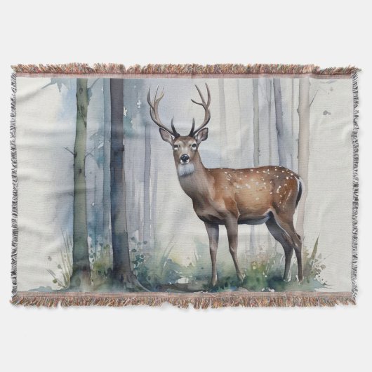 Forest Deer Throw Blanket Decke (Vorderseite)