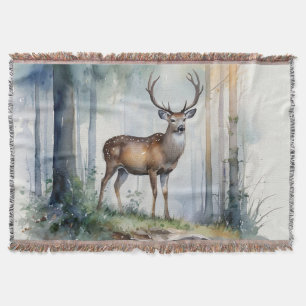 Forest Deer Throw Blanket Decke