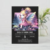 Forest Digital Fairy Geburtstag Einladung (Stehend Vorderseite)
