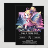 Forest Digital Fairy Geburtstag Einladung (Vorne/Hinten)