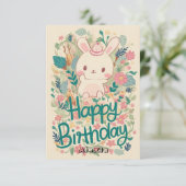 Forest Editable Bunny Digital Geburtstag Karte (Stehend Vorderseite)