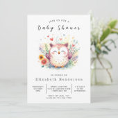 Forest Editable Owl Baby Dusche Einladung (Stehend Vorderseite)