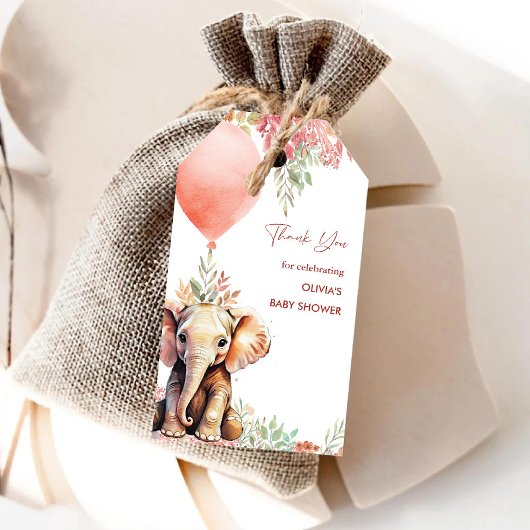 Forest Elephant Autumn Balloon Baby Dusche Geschenkanhänger