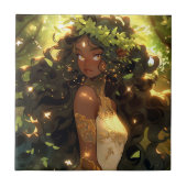 Forest Elf American Black Fantasy Art Fliese (Vorderseite)