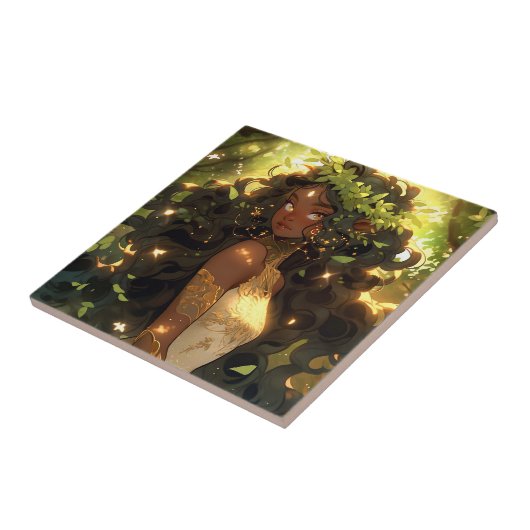 Forest Elf American Black Fantasy Art Fliese (Seite)