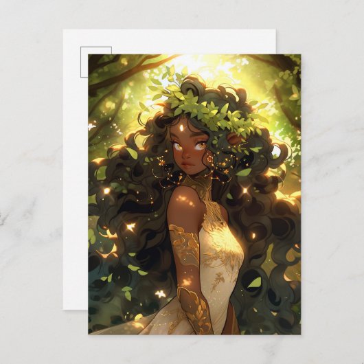 Forest Elf American Black Fantasy Art Postkarte (Vorne/Hinten)