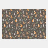 Forest Fable Woodland Tiere Grüne Baby Geschenkpapier Set (Vorderseite 3)