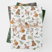 Forest Fable Woodland Tiere Grüne Baby Geschenkpapier Set (Beispiel)