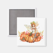 Forest Fairy & Autumn Pumpkin Bouquet Magnet (Vorderseite/Rückseite)