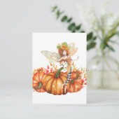 Forest Fairy & Autumn Pumpkin Bouquet Postkarte (Stehend Vorderseite)